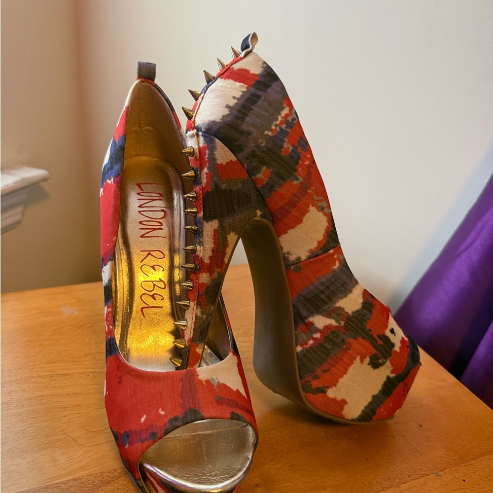 Lindon Rebel Multicolor Patterned Peep Toe Stilettos